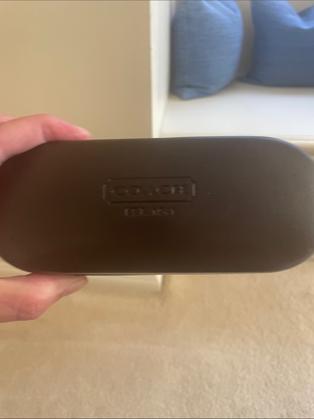 Coach Dark Brown Embossed Leather Eyewear Case